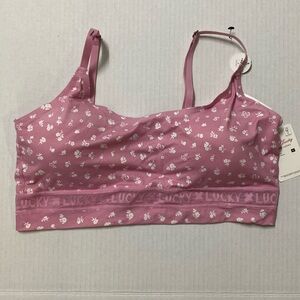 Lucky Brand pink floral and lace super soft lounge sports bra